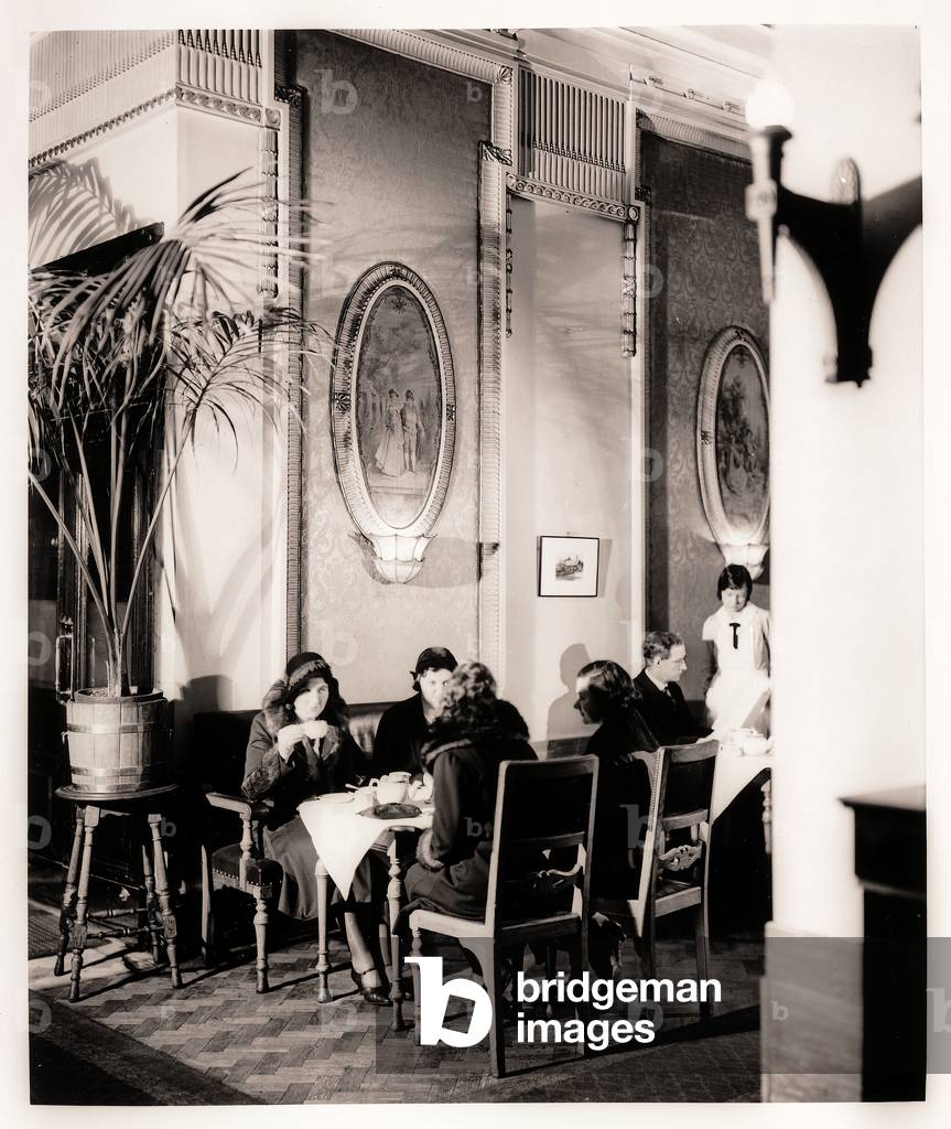 Interior of Coopers cafe (with people), 1932 (b/w photo)