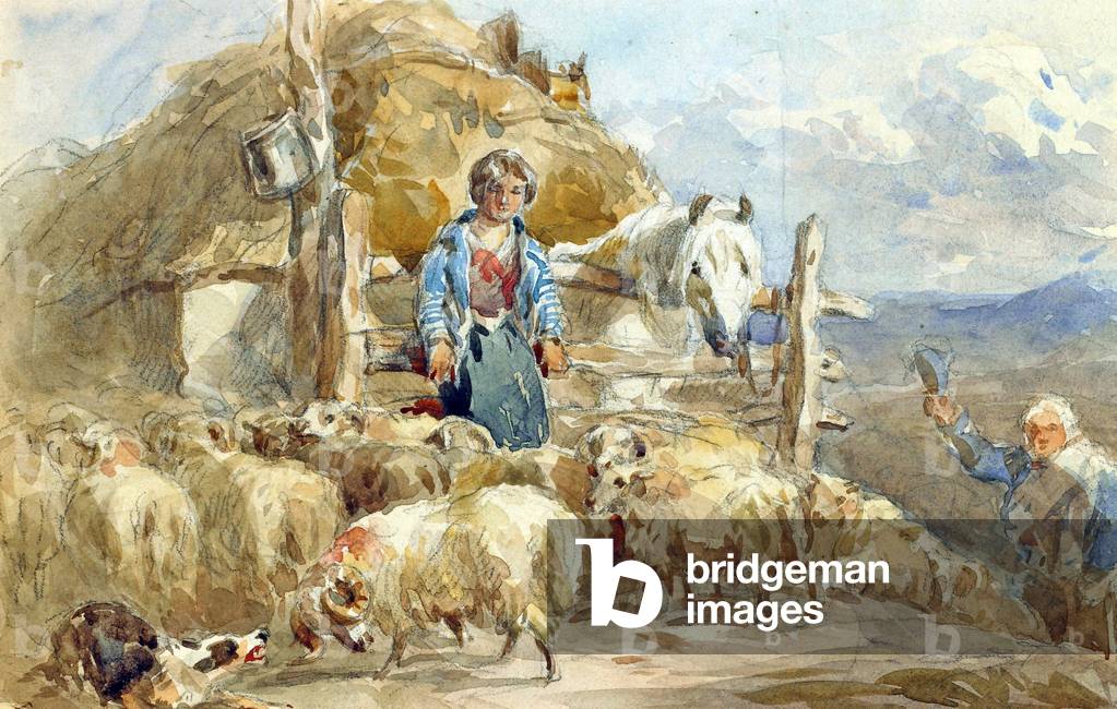 A Highland Cottage Farm, c.1870 (w/c over pencil on paper)