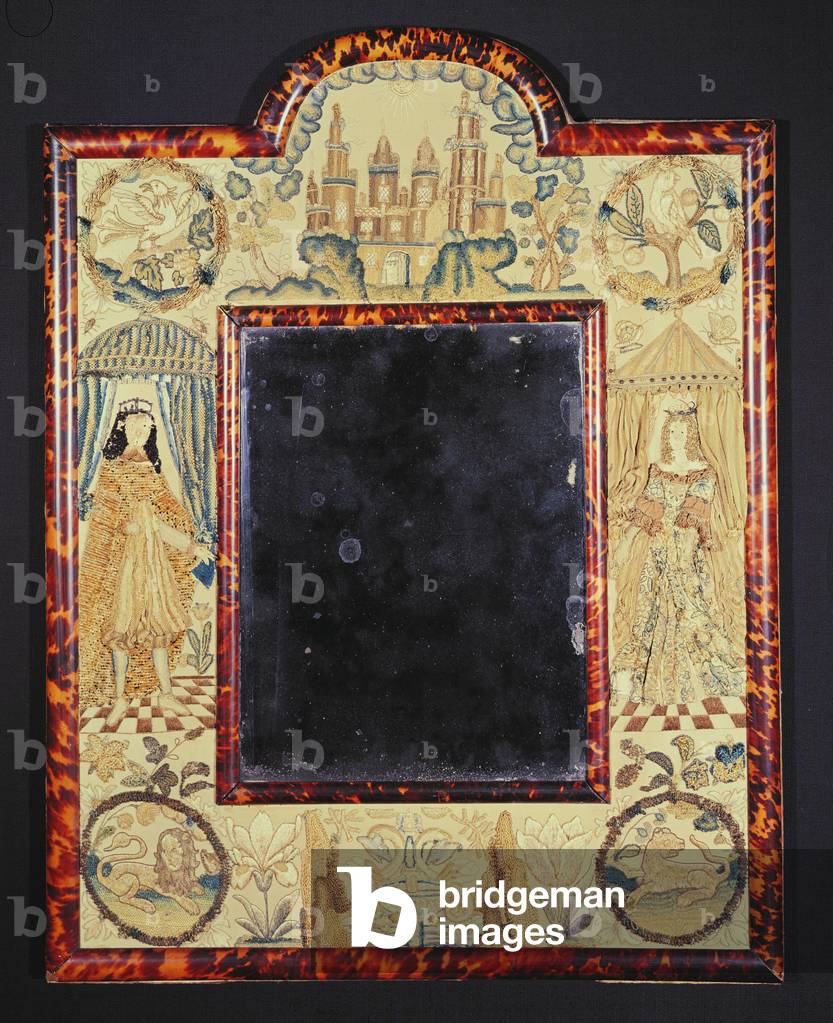 Bestickter Spiegelrahmen mit Schildpatt, um 1665