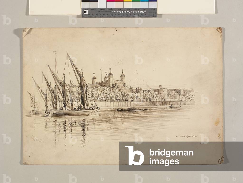 The Tower of London, c.1910 (ink over pencil on paper laid on board)