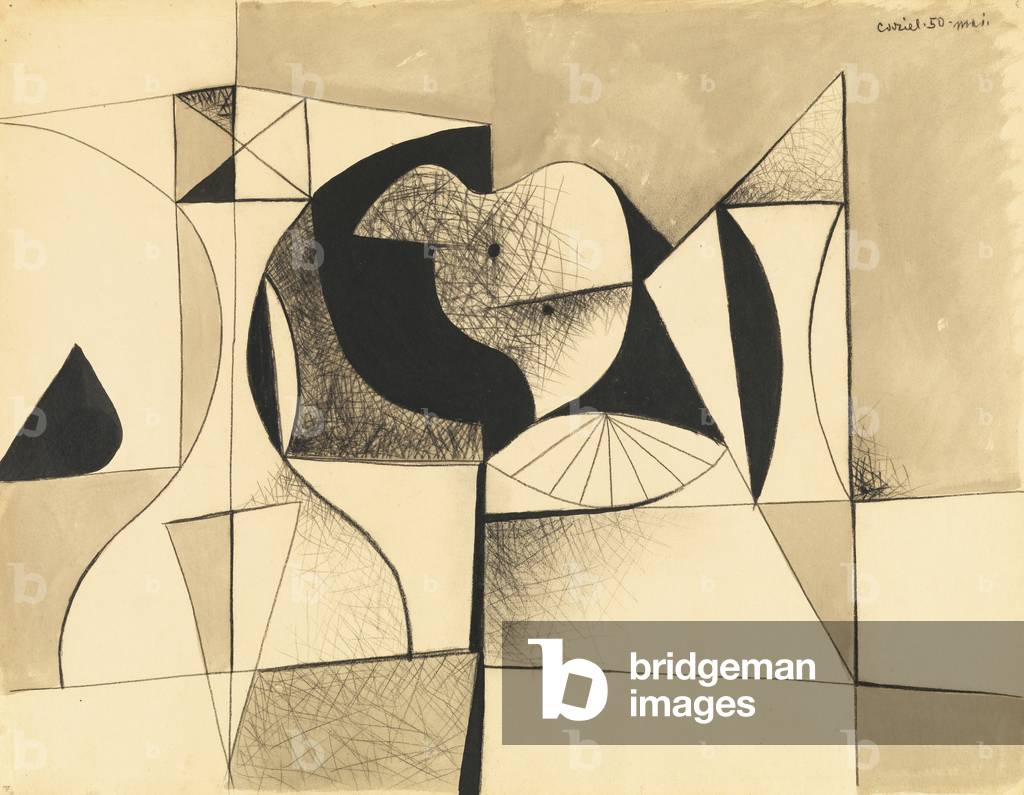 Composition, 1950 (charcoal & w/c on paper)