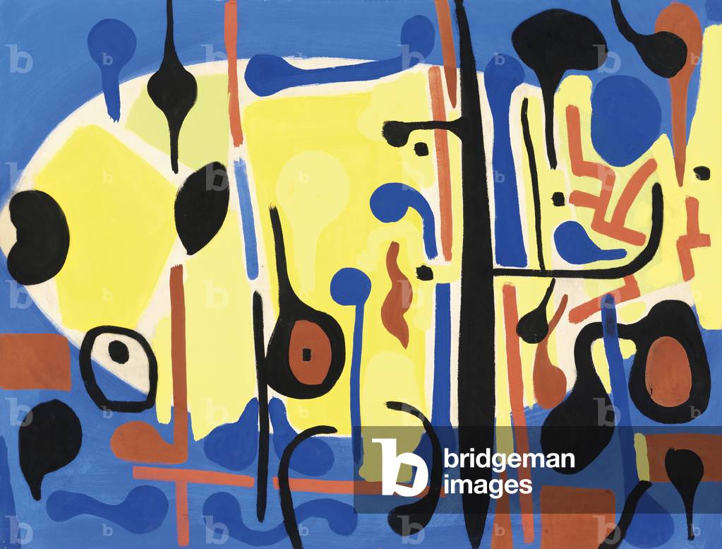 Composition, 1950 (gouache & charcoal on paper)