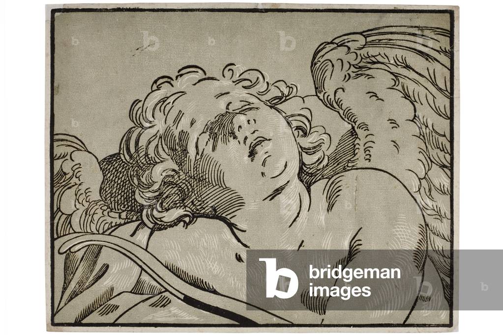 Cupid Sleeping, c.1630-45 (woodcut print)