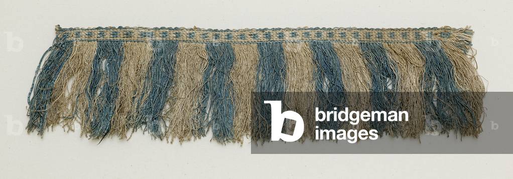 Blue and white silk tablet woven fringe European, c.1500-1699 (fringe, silk)