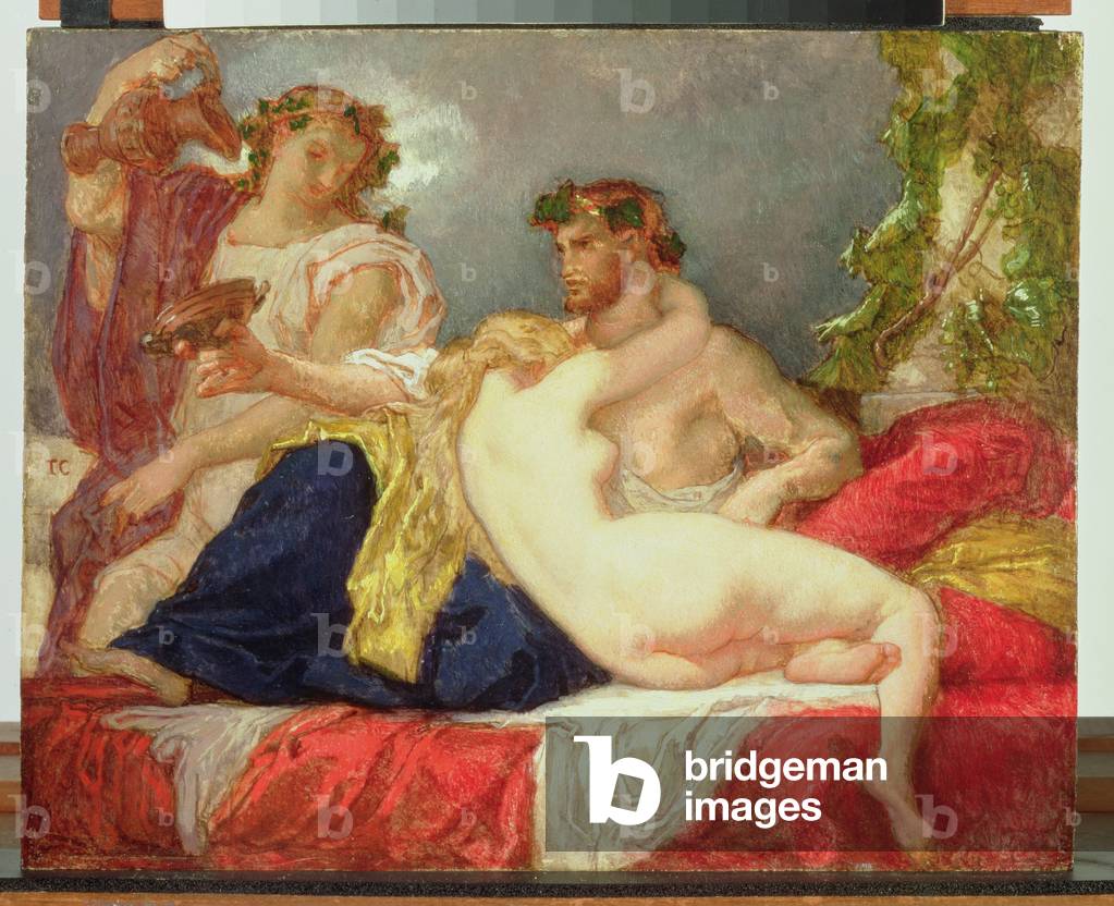 Immagine di Dipinto "Orazio e Lydia (olio su pannello)", 19th Secolo di Thomas Couture