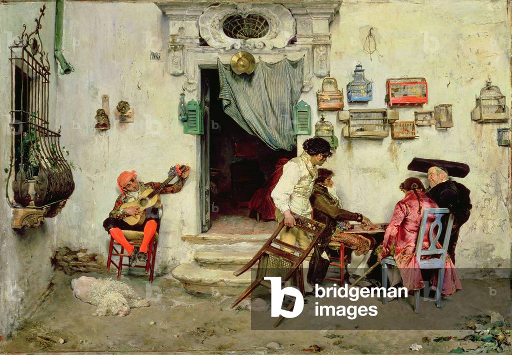 Image of Painting depicting Figaro's Shop, 1875 by Jimenes Jose Aranda