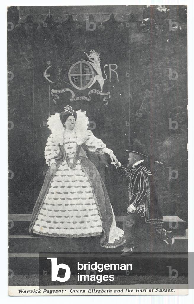 Warwick Pageant: Queen Elizabeth and the Earl of Sussex, 1906 (b/w photo)