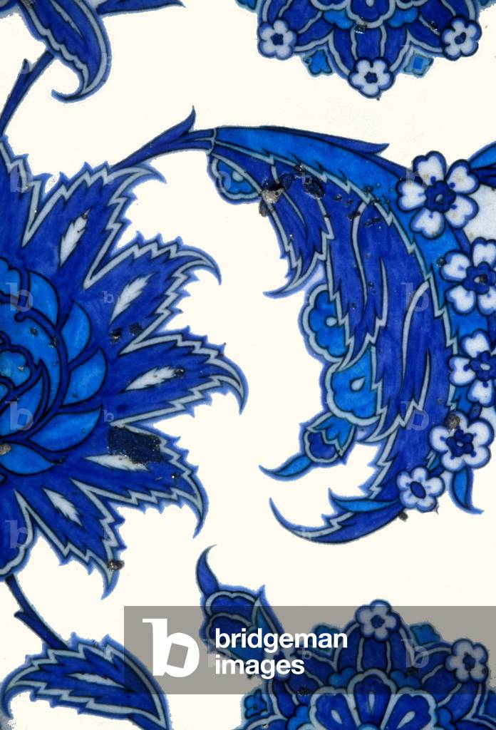 Blue and white tile (ceramic)