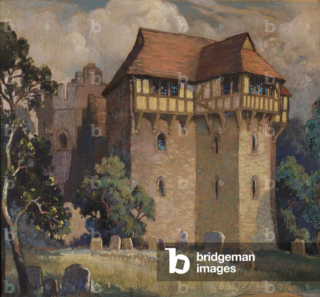 Stokesay Castle, Shropshire, c.1940 (oil on canvas)