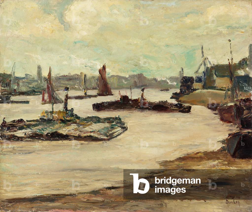 Tugboats on the Thames (oil on canvas)