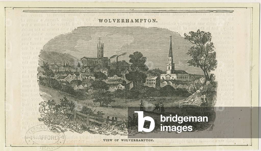Wolverhampton - Distant view [from the Penn Road]: woodcut engraving, nd [19th cent] (print)