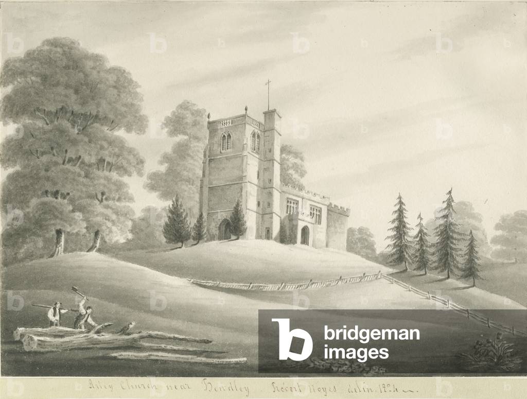 Arley Church: sepia drawing , 1824 (drawing)