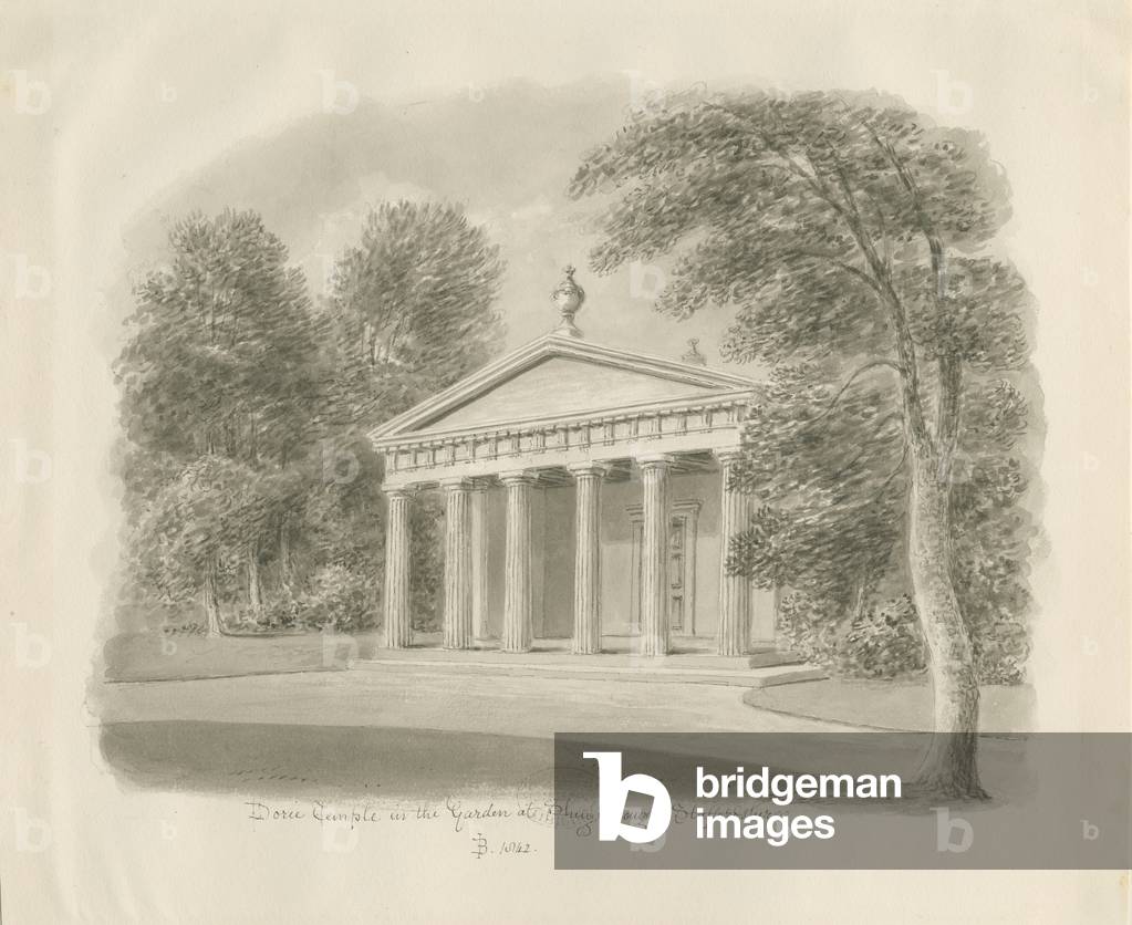 Shugborough - Doric Temple: sepia drawing, 1842 (drawing)