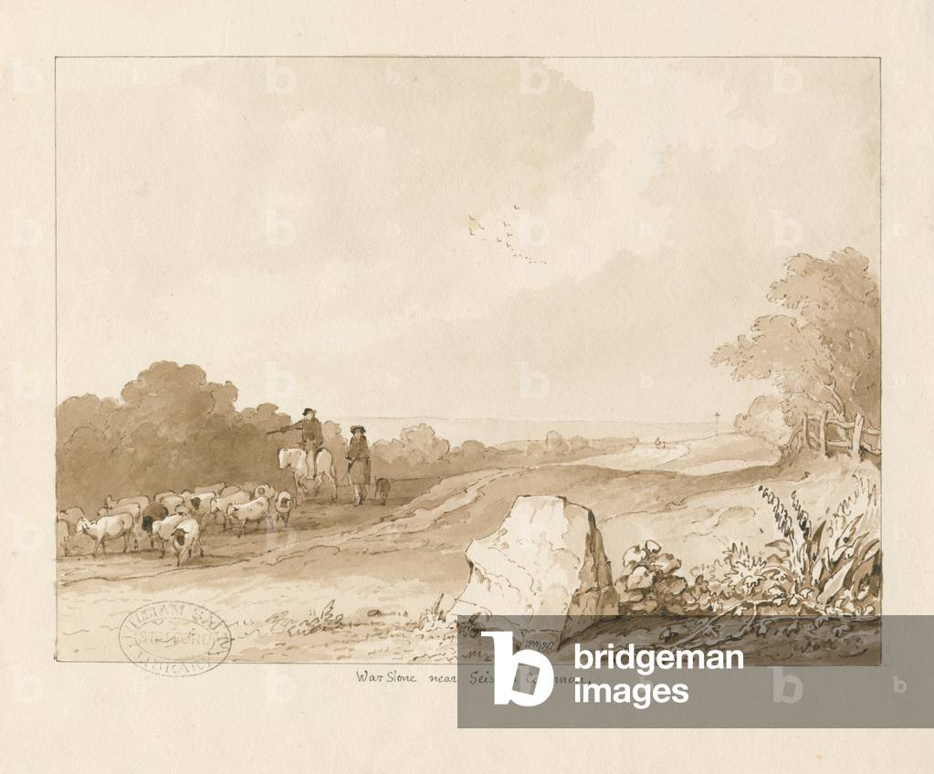 Trysull - 'War Stone near Seisdon Common': pen and sepia wash drawing, 1837 (drawing)