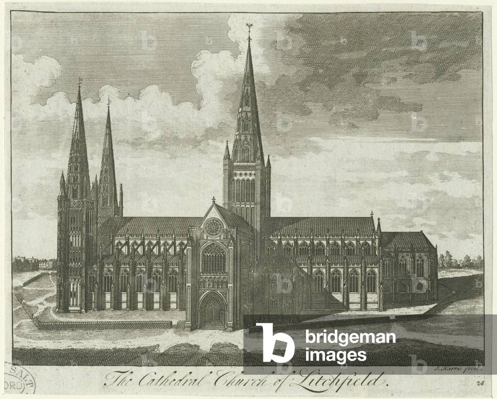 Lichfield Cathedral - South View: engraving, nd [?18th cent] (print)