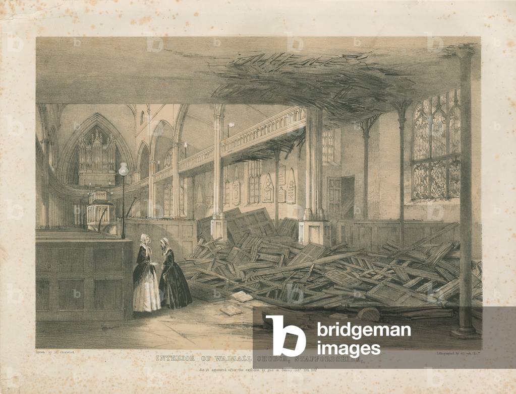 Interior of Walsall Church - tinted lithograph, [Oct 1847] (print)