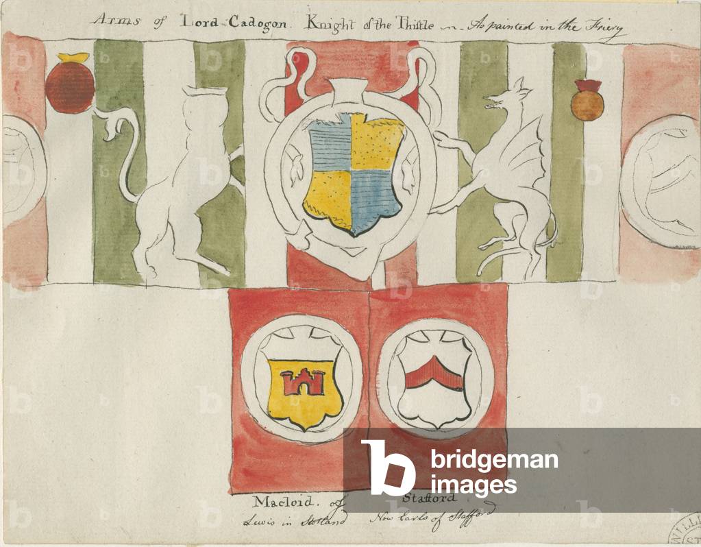 Lichfield - Arms of Lord Cadogan (Friary): water colour painting, nd [?late 18th cent] (painting)
