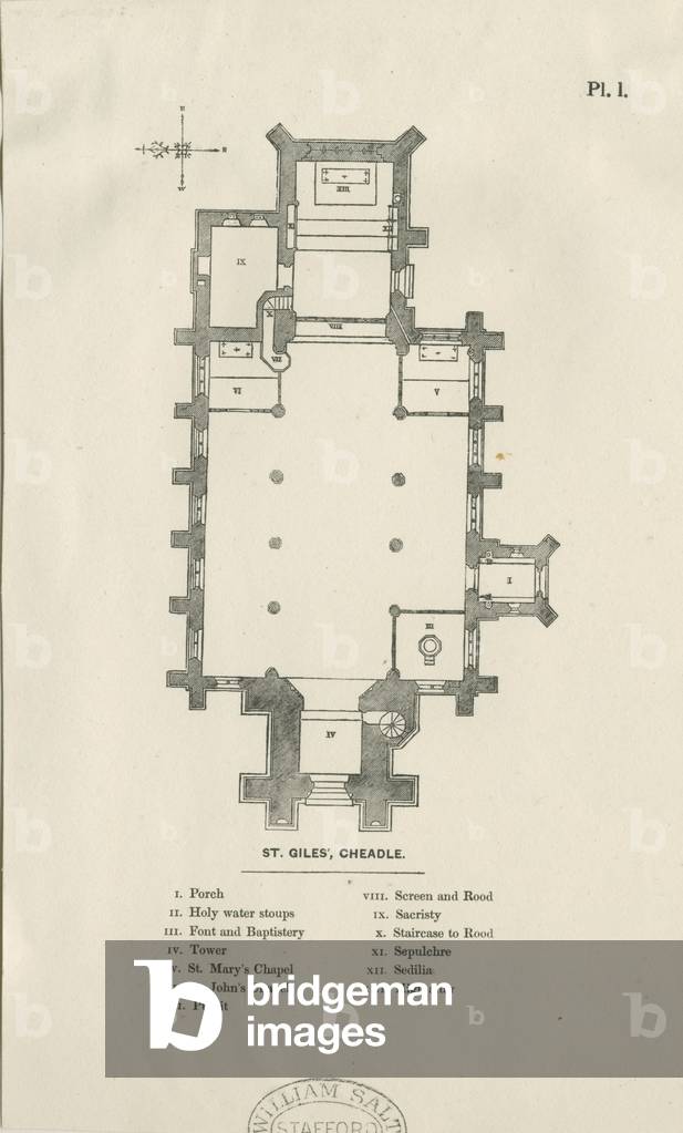 Cheadle - St. Giles Church: wood engraving , nd [19th cent] (print)