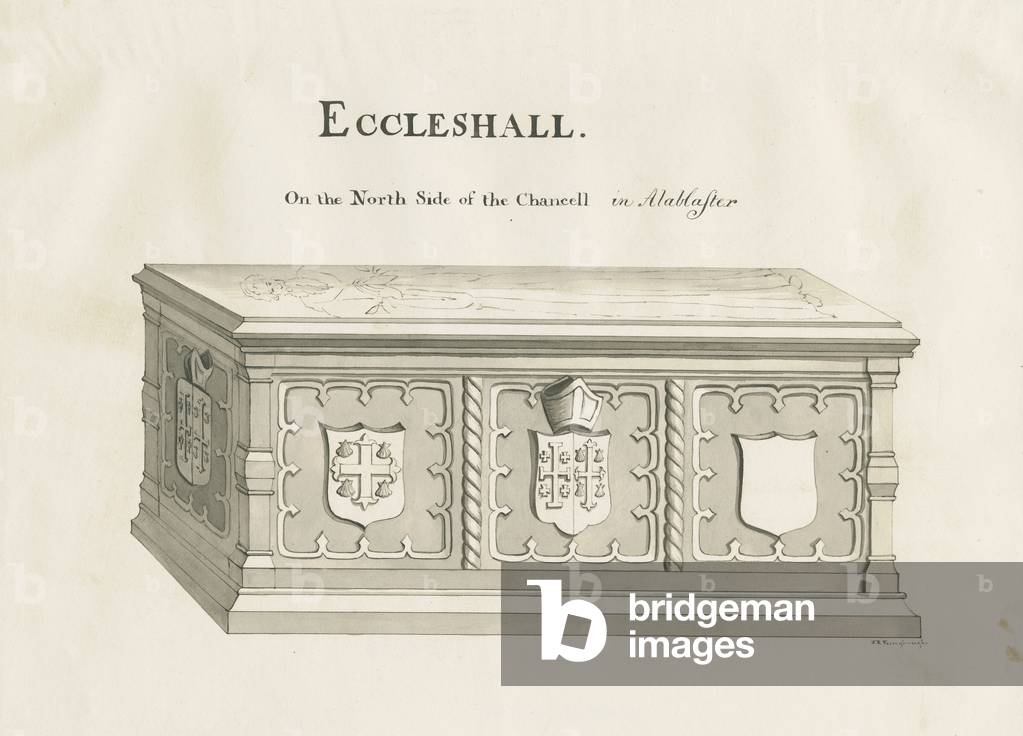 Eccleshall - Tomb of Bishop Sampson: pen and wash drawing, nd [19th cent] (drawing)