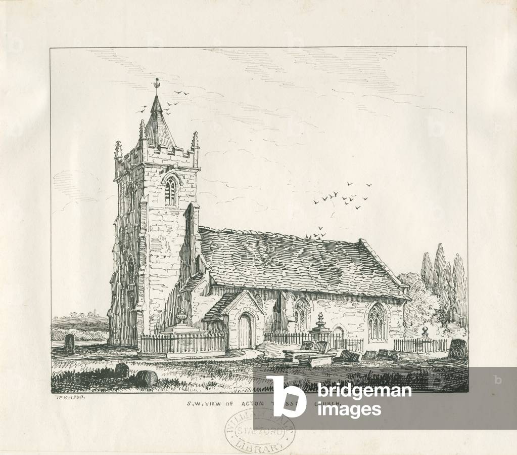 Acton Trussell Church : pen and ink drawing, 1838 (drawing)