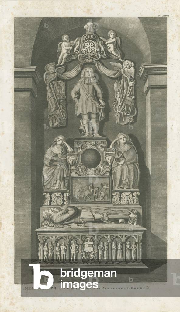 Interior of Patshull Church - Astley's tombs: engraving, [c 1799] (print)