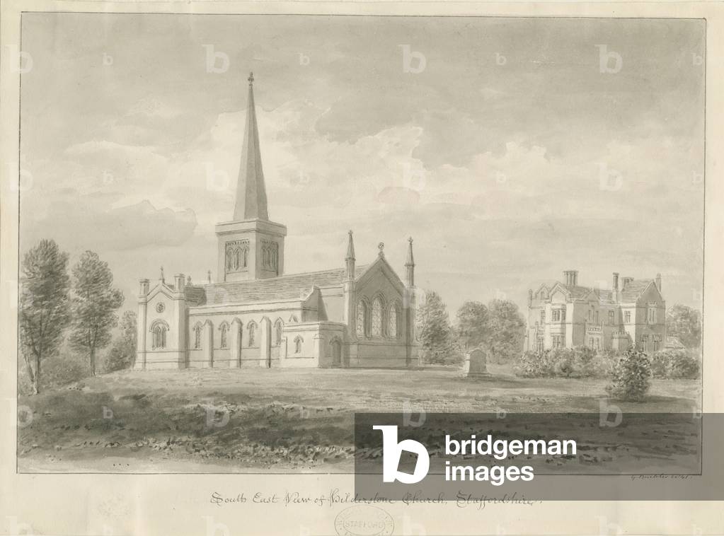 Hilderstone Church: sepia drawing, 1841 (drawing)