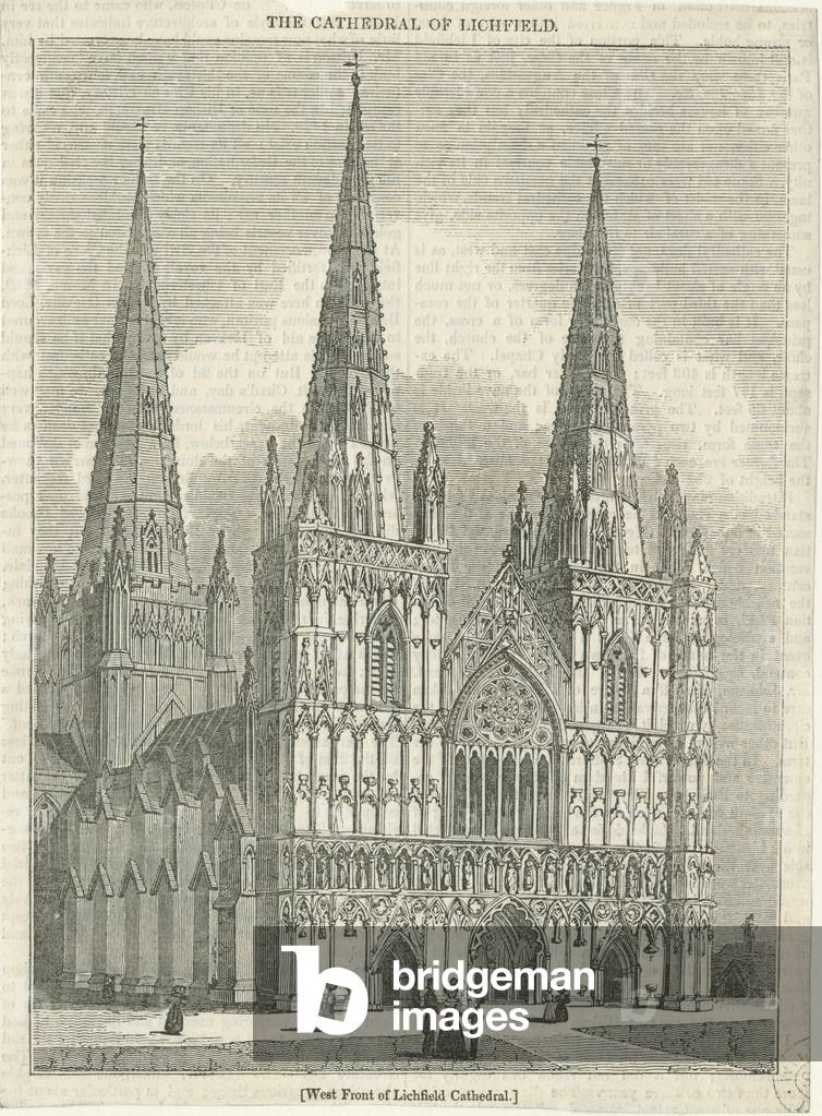 Lichfield Cathedral - West Front: woodcut engraving, nd [?19th cent] (print)