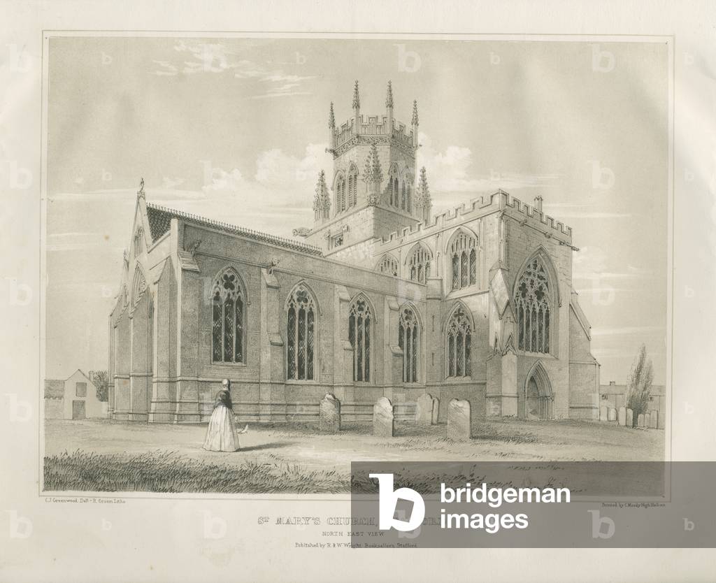 Stafford - St. Mary's Church: tinted lithograph, nd [c 1845] (print)