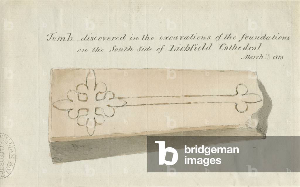 Lichfield Cathedral - Tomb: sepia drawing, [1813] (drawing)