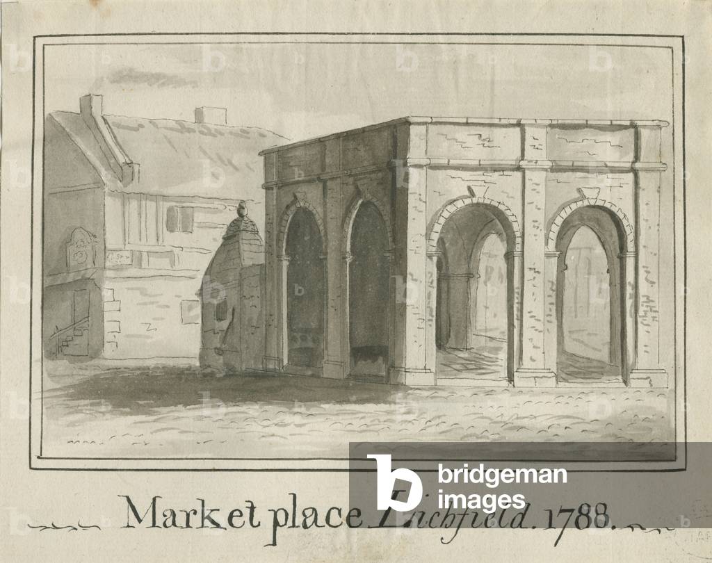 Lichfield - Market Place: sepia wash drawing, 1788 (drawing)