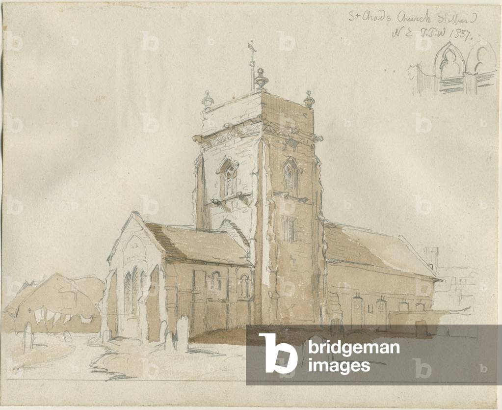 Stafford - St. Chad's Church: pen and wash drawing, 1837 (drawing)