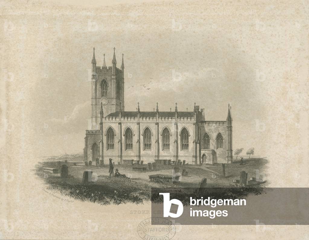Stoke-upon-Trent Church [New]: steel engraving (vignetted), nd [?mid 19th cent] (print)