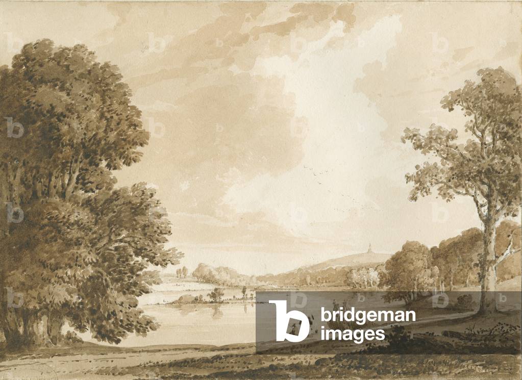 Hanford Church: sepia wash drawing, nd [19th cent] (drawing)