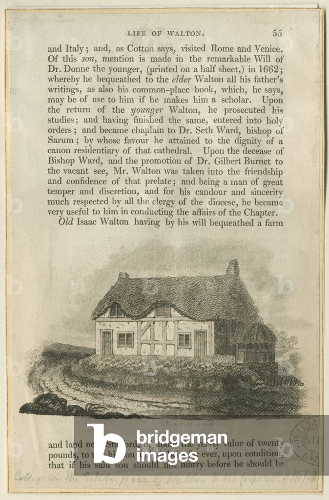 Stafford - Cottage of Isaac Walton: engraving, nd [?early 19th cent] (print)