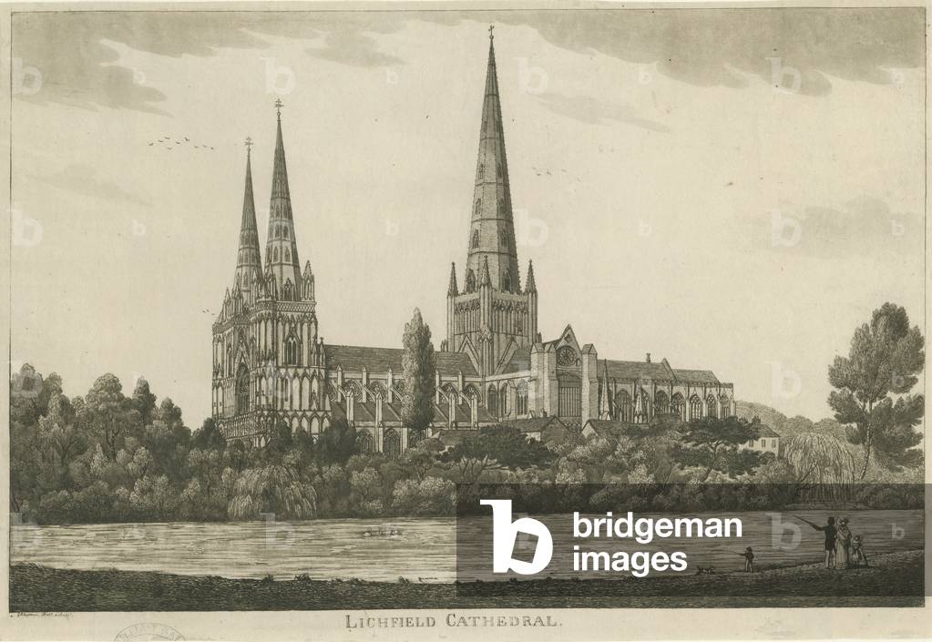 Lichfield Cathedral - South View: aquatint engraving, nd [c 1820-1830] (print)
