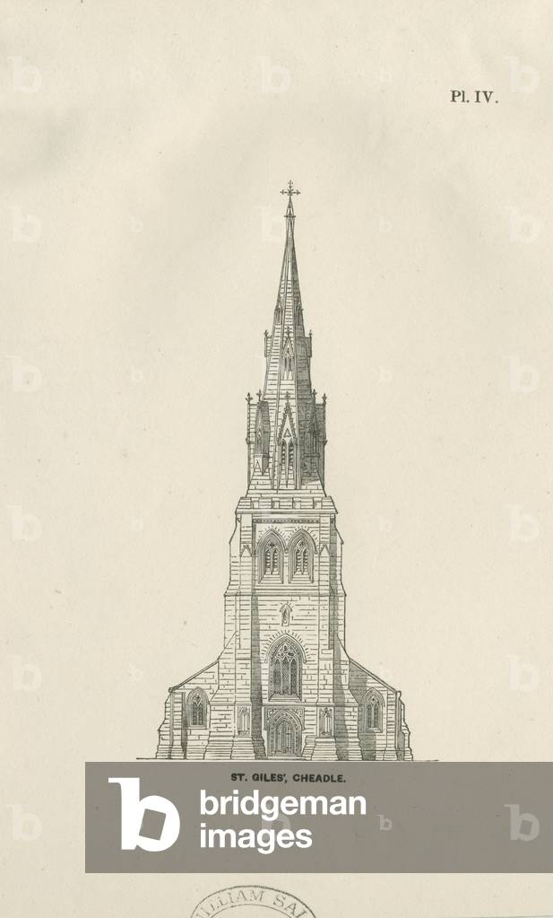 Cheadle - St. Giles' Church: wood engraving, nd [19th cent] (print)