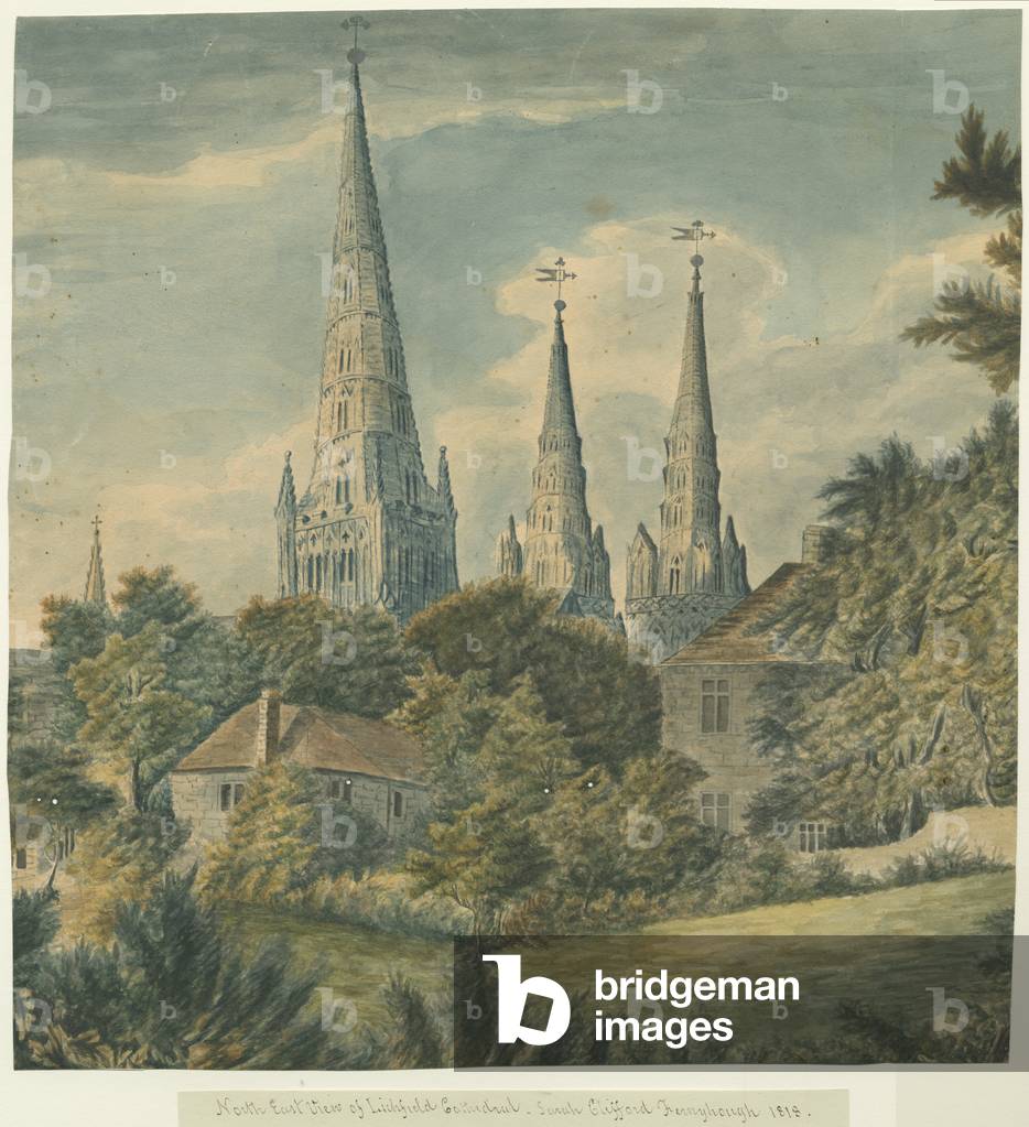 Lichfield Cathedral - North East View: water colour painting, 1818 (painting)