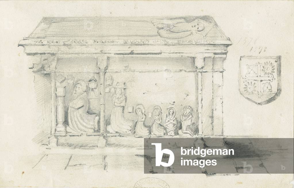 Eccleshall Church - Tomb of Bishop Bentham: pencil drawing, nd [1817-1845] (drawing)