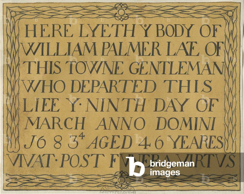 Stafford - Monumental inscription in St. Mary's Church: drawing, nd [?19th cent] (drawing)
