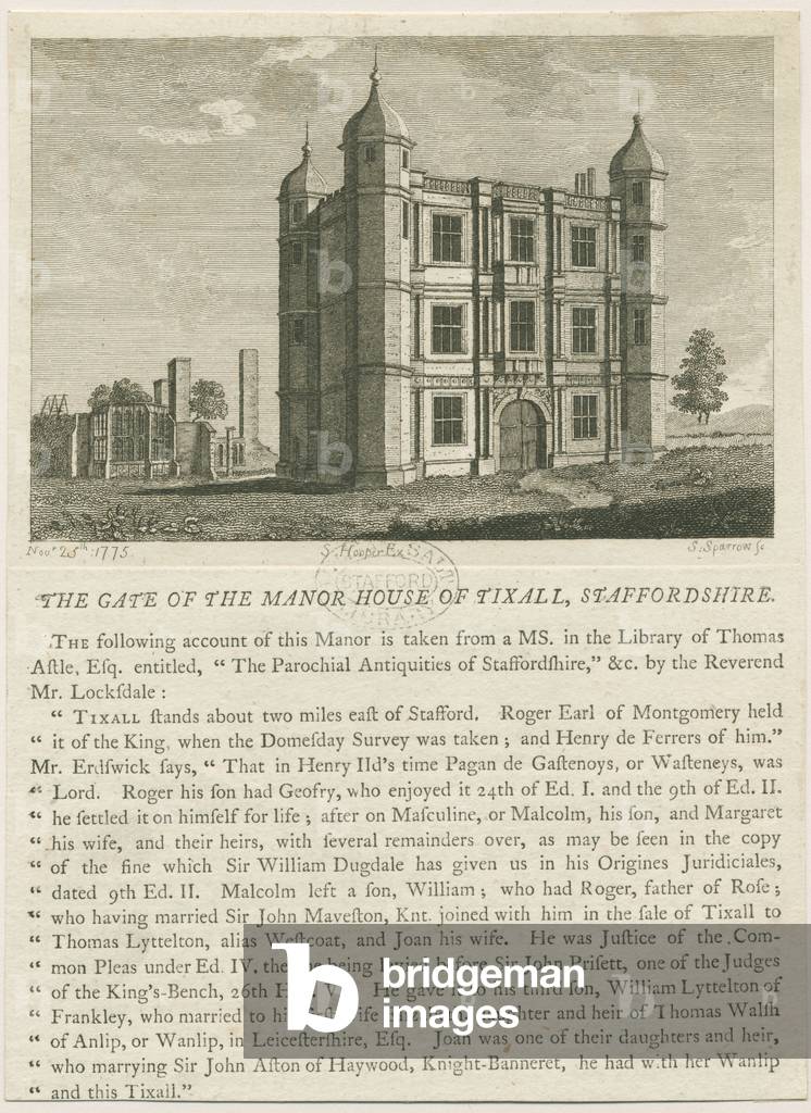 Tixall Hall - Gatehouse: engraving, nd [c 1813] (print)