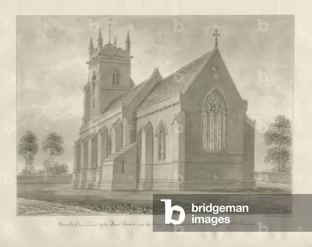 Lichfield - Christ Church ['New Church']: sepia drawing, 1845 (drawing)