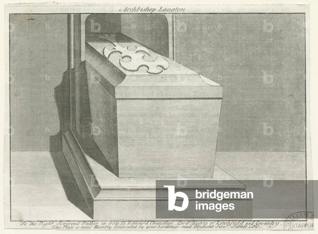 Canterbury Cathedral - Archbishop Langton's tomb chest: copper-plate engraving, nd [?18th cent] (print)