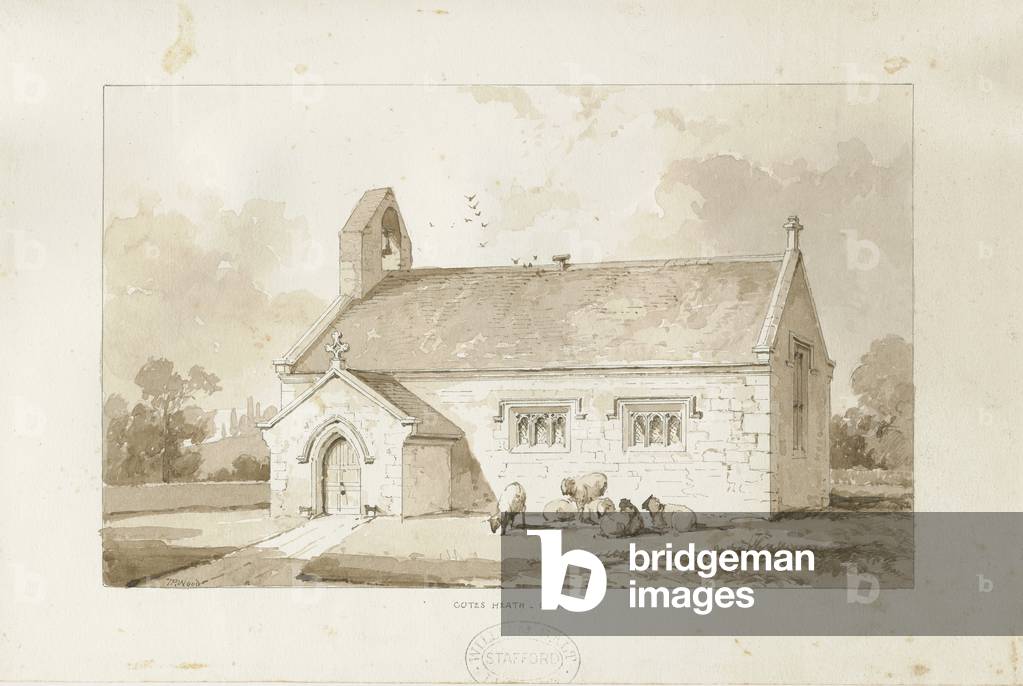 Eccleshall - Cotes Heath Chapel: sepia wash drawing, nd [1817-1845] (drawing)