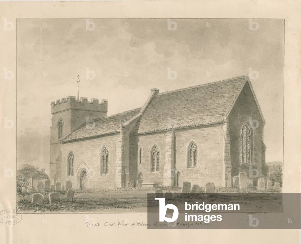 Stowe Church: sepia wash drawing, 1841 (drawing)