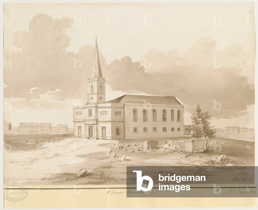 Wolverhampton - St. George's Church: sepia wash drawing, 1844 (drawing)