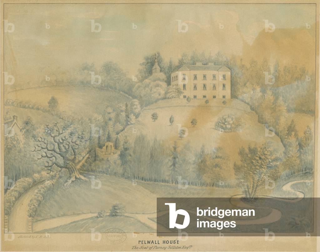 Drayton-in-Hales - Pelwall House: blue wash drawing, nd [?19th cent] (drawing)