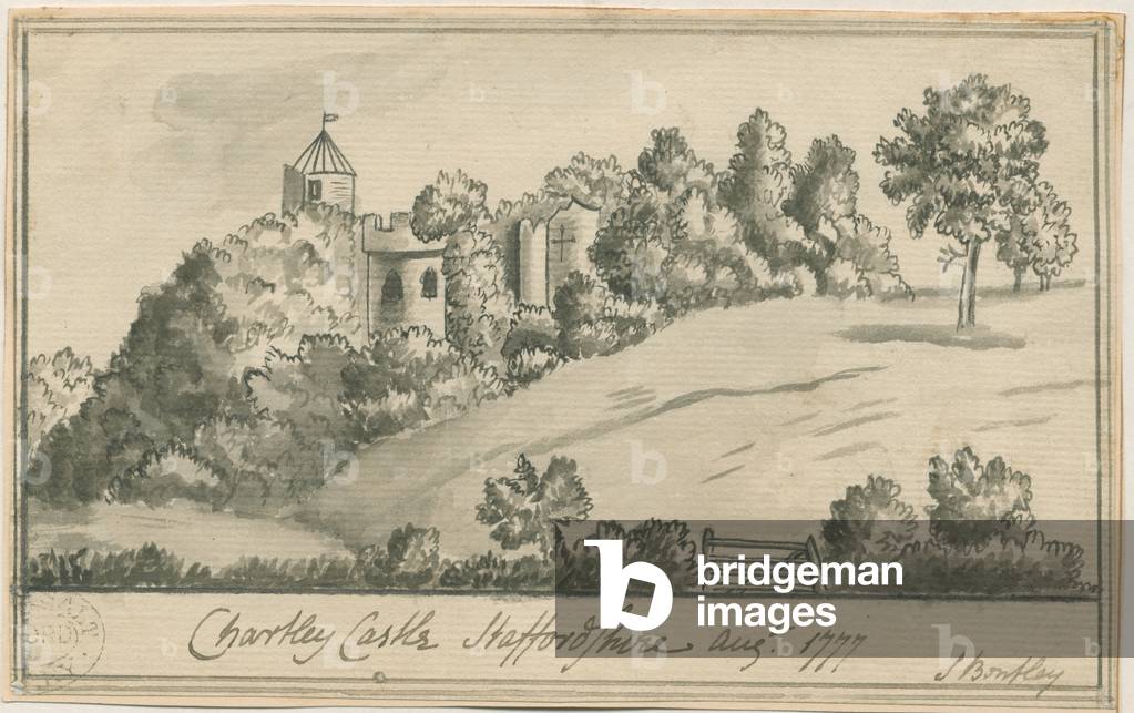 Chartley Castle: sepia drawing, Aug 1777 (drawing)