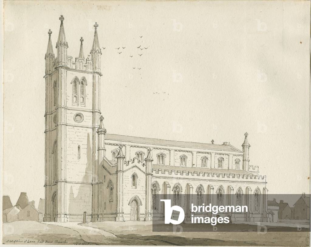 Lane End - New Church: sepia drawing, 1838 (drawing)