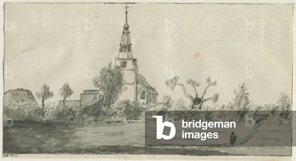Lichfield - St. Michael's Church: sepia wash drawing, nd [?late 18th cent] (painting)