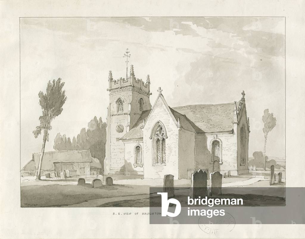Haughton Church: sepia drawing, 1838 (drawing)